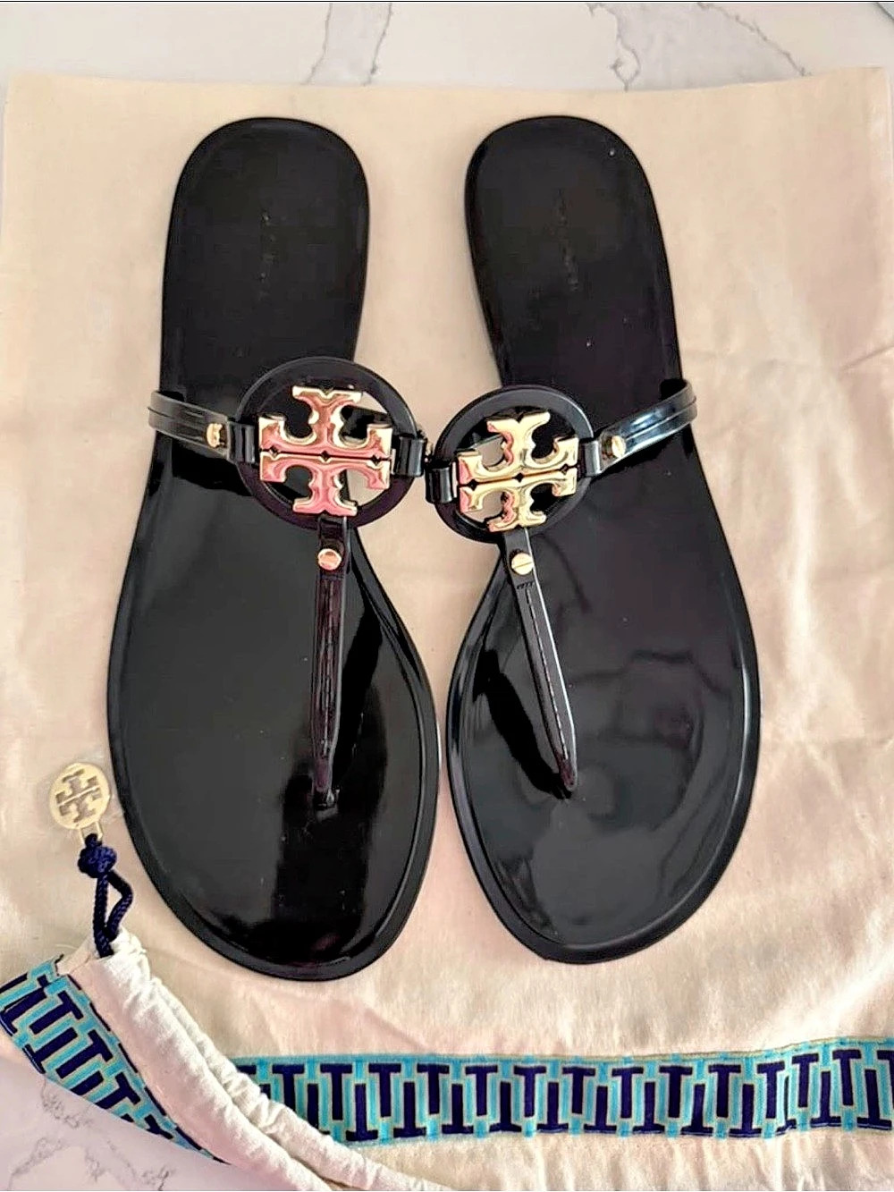 Tory Burch Mini Miller Jelly Sandal Black Flat Sandals